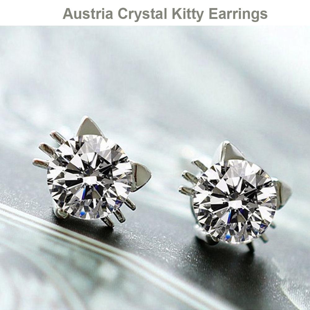 Austria Crystal Kitty Earrings