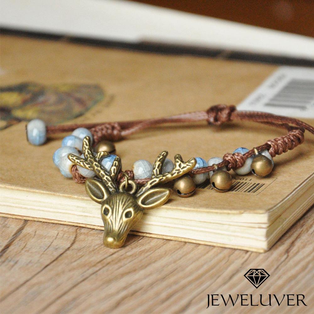 Handmade Deer Head Bracelet with Ice Crack Beads