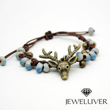 Load image into Gallery viewer, Handmade Deer Head Bracelet with Ice Crack Beads