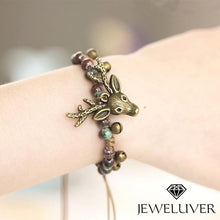 Load image into Gallery viewer, Handmade Deer Head Bracelet with Ice Crack Beads