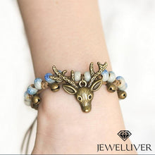 Load image into Gallery viewer, Handmade Deer Head Bracelet with Ice Crack Beads