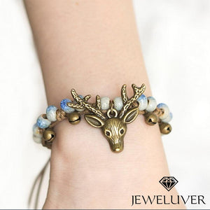 Handmade Deer Head Bracelet with Ice Crack Beads