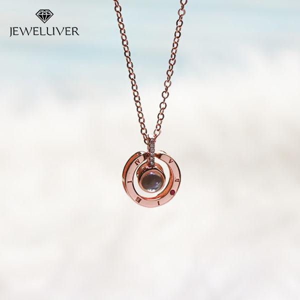 I Love You Necklace, 100 Languages Projection on Onyx Pendant Loving Memory Collarbone Necklace 1 Pcs