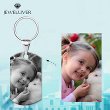 Load image into Gallery viewer, Personalized Photo Keychain in Silver
