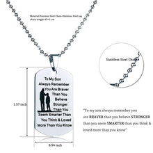 Load image into Gallery viewer, Mom To Son - Customized Stainless Steel Dog Tag Necklace