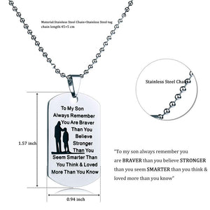 Mom To Son - Customized Stainless Steel Dog Tag Necklace