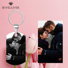 Load image into Gallery viewer, Personalized Photo Keychain in Silver