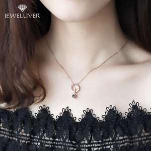 I Love You Necklace, 100 Languages Projection on Onyx Pendant Loving Memory Collarbone Necklace 1 Pcs