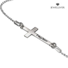 Load image into Gallery viewer, Engravable Sideways Cross Name Necklace