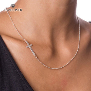 Engravable Sideways Cross Name Necklace