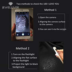 I Love You Necklace, 100 Languages Projection on Onyx Pendant Loving Memory Collarbone Necklace 1 Pcs