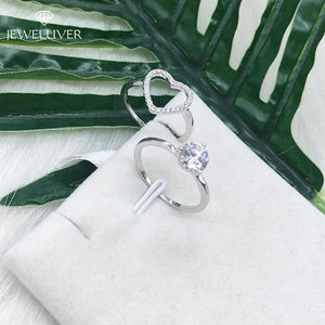 Heart Shape Center Setting Ladies Two 2  Ring Set