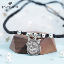 Load image into Gallery viewer, Custom Photo Bracelet in Red/Black Braided String