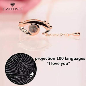 I Love You Necklace, 100 Languages Projection on Onyx Pendant Loving Memory Collarbone Necklace 1 Pcs