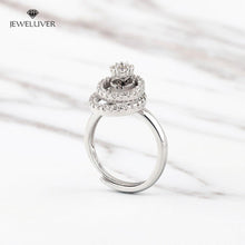 Load image into Gallery viewer, Personalized Double-Circle Adjustable CZ Ring With Name Engraved Inside