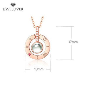 I Love You Necklace, 100 Languages Projection on Onyx Pendant Loving Memory Collarbone Necklace 1 Pcs