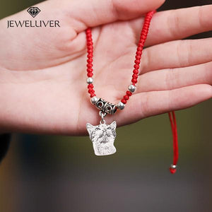 Custom Photo Bracelet in Red/Black Braided String