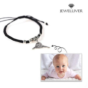 Custom Photo Bracelet in Red/Black Braided String