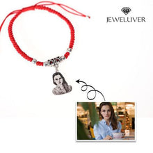 Load image into Gallery viewer, Custom Photo Bracelet in Red/Black Braided String