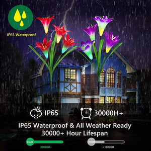 50% off - 2019 New-Upgraded Artificial Lily Solar Garden Stake Lights (1 Pack of 4 Lilies)